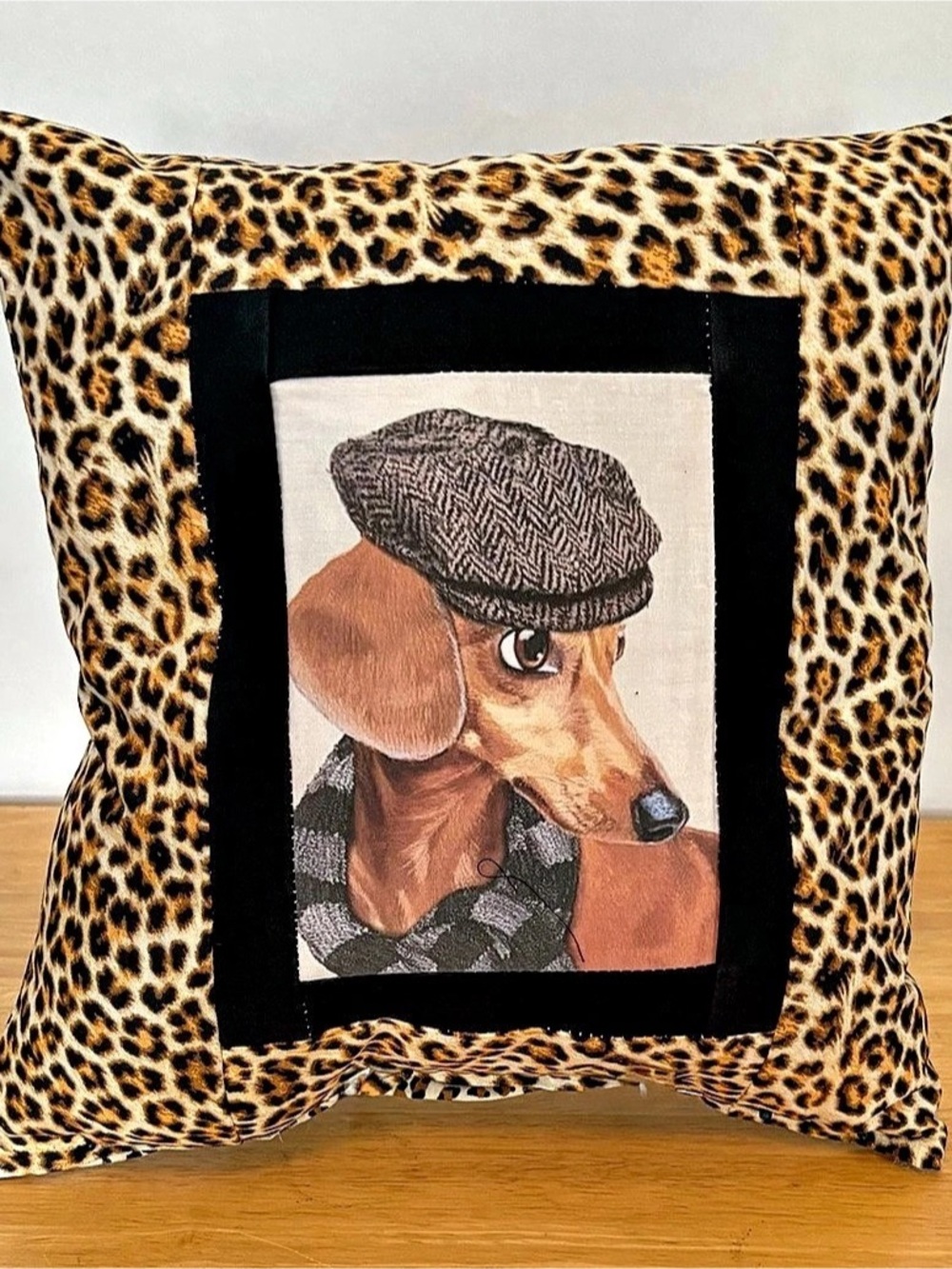 Leopard Print Dachshund Accent Pillow